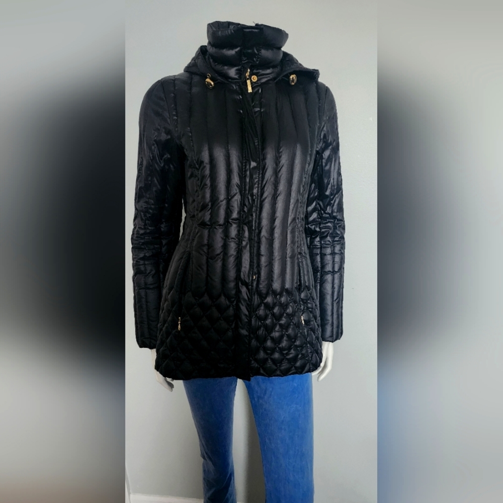 Ellen Tracey Quilted  Puffer Jacket-Black -Medium
